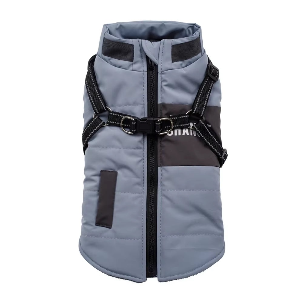 Dog Coats Wind Breaker with Dual D Leash Vest Dog Jacket Warm Dog Hoodie Warm Dog Clothes