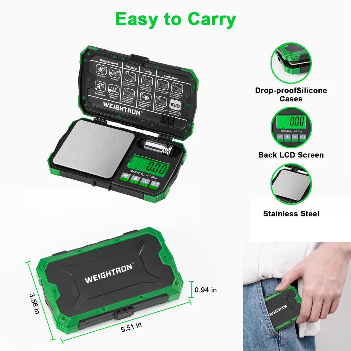 Gram Scale for Food 200G/0.01G Digital Weight Grams and Ounces Mini Pocket Scale with LCD Display Tare for Jewelry
