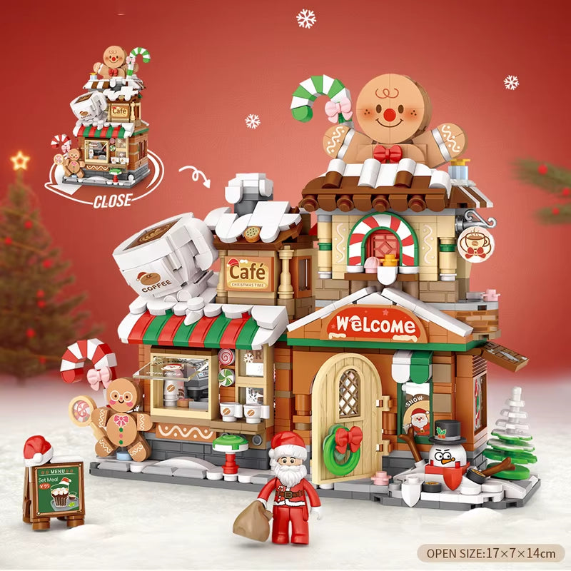 Street View Series Building Blocks Izakaya Shaved Ice Shop Takoyaki Shop Coffee Shop Panda Tea House Model Children'S Gift