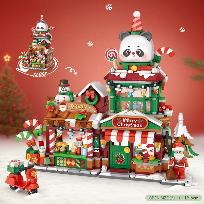 Street View Series Building Blocks Izakaya Shaved Ice Shop Takoyaki Shop Coffee Shop Panda Tea House Model Children'S Gift