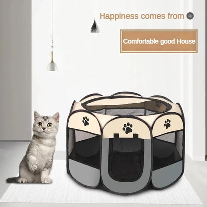 Foldable Pet Tent Durable Grip Cat House Oxford Cloth Octagonal Pet Fence Portable Outdoor Small Dog Cages Cat Fences for Winter