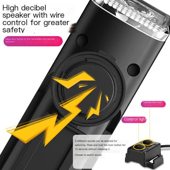 Bicycle Front Light with High Decibel Horn for Cycling