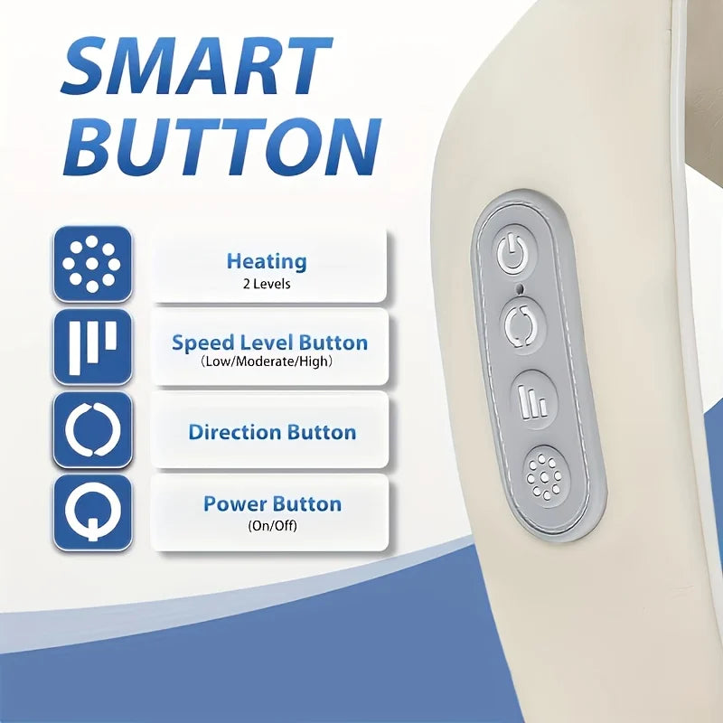 Electric Wireless Neck Shoulder Back Massager, Shiatsu Kneading Massage Shawl Cervical Massage Pillow with Brushless Motor Trape
