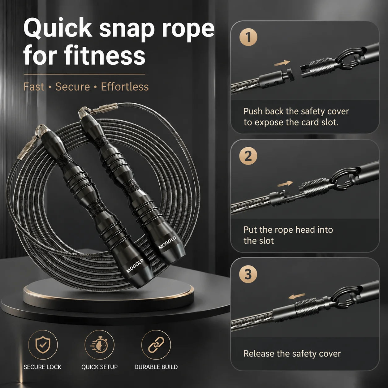 Jump Rope | Metal Non-Slip Handles, Super Durable Steel Wire Rope – Knot-Free Fitness Essential