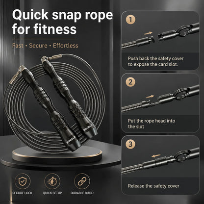 Jump Rope | Metal Non-Slip Handles, Super Durable Steel Wire Rope – Knot-Free Fitness Essential
