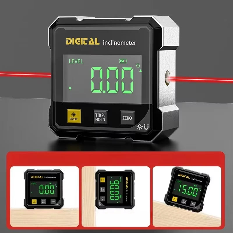 Pocket Digital Level Protractor Inclinometer Professional Digital Display Angle Gauge 360 Degree Magnetic Electronic Level Laser