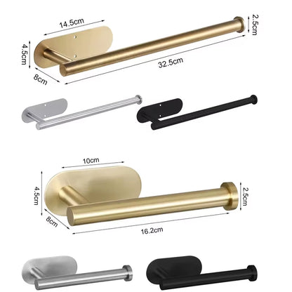 Adhesive Toilet Paper Holder Stainless Steel Wall Mount Kitchen Roll Towel Rack Napkin Dispenser Absorbent Stand Tissue Hanger