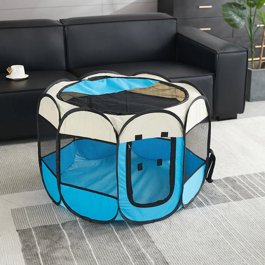 Foldable Pet Tent Durable Grip Cat House Oxford Cloth Octagonal Pet Fence Portable Outdoor Small Dog Cages Cat Fences for Winter