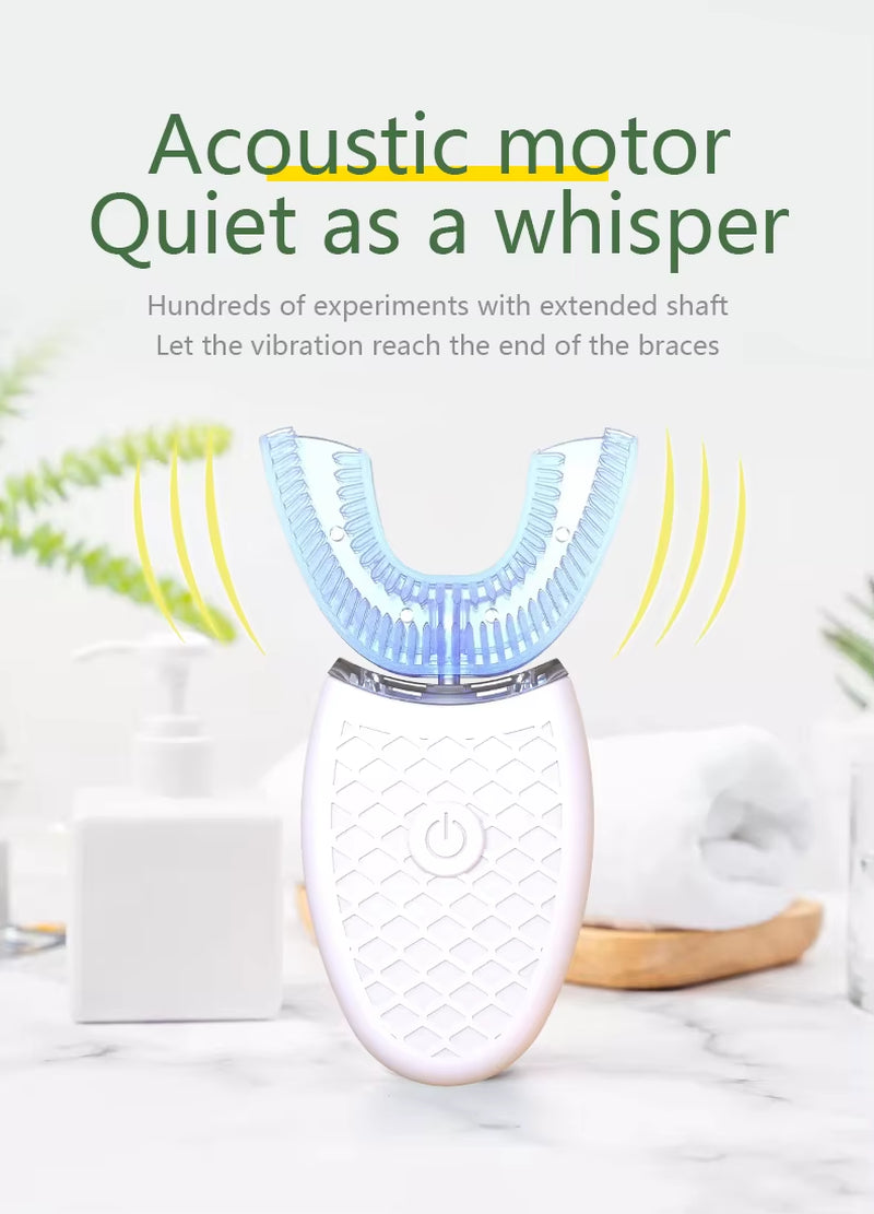 Intelligent U-Type Toothbrush 360 Degrees Sonic Electric Automatic with USB Charge Waterproof Silicon Head for Oral Care