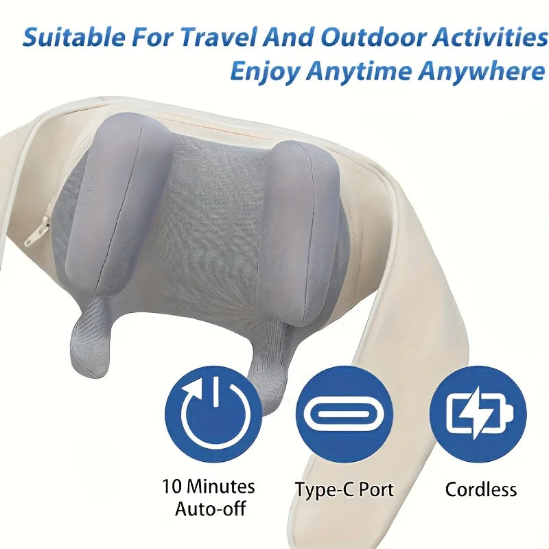 Electric Wireless Neck Shoulder Back Massager, Shiatsu Kneading Massage Shawl Cervical Massage Pillow with Brushless Motor Trape