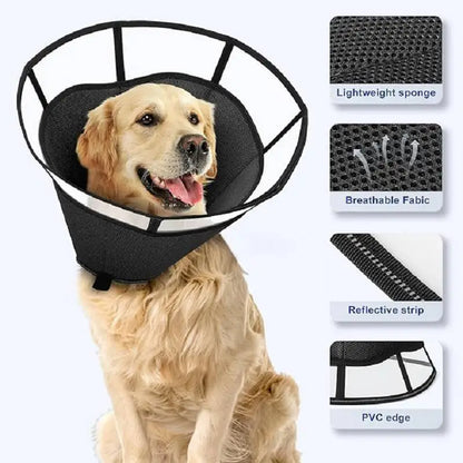 Dog Recovery Cone Adjustable Dog Recovery Soft Cone Wound Care Visible Wrap Anti-Lick Shield Breathable Pet Collar Anti-Bite For