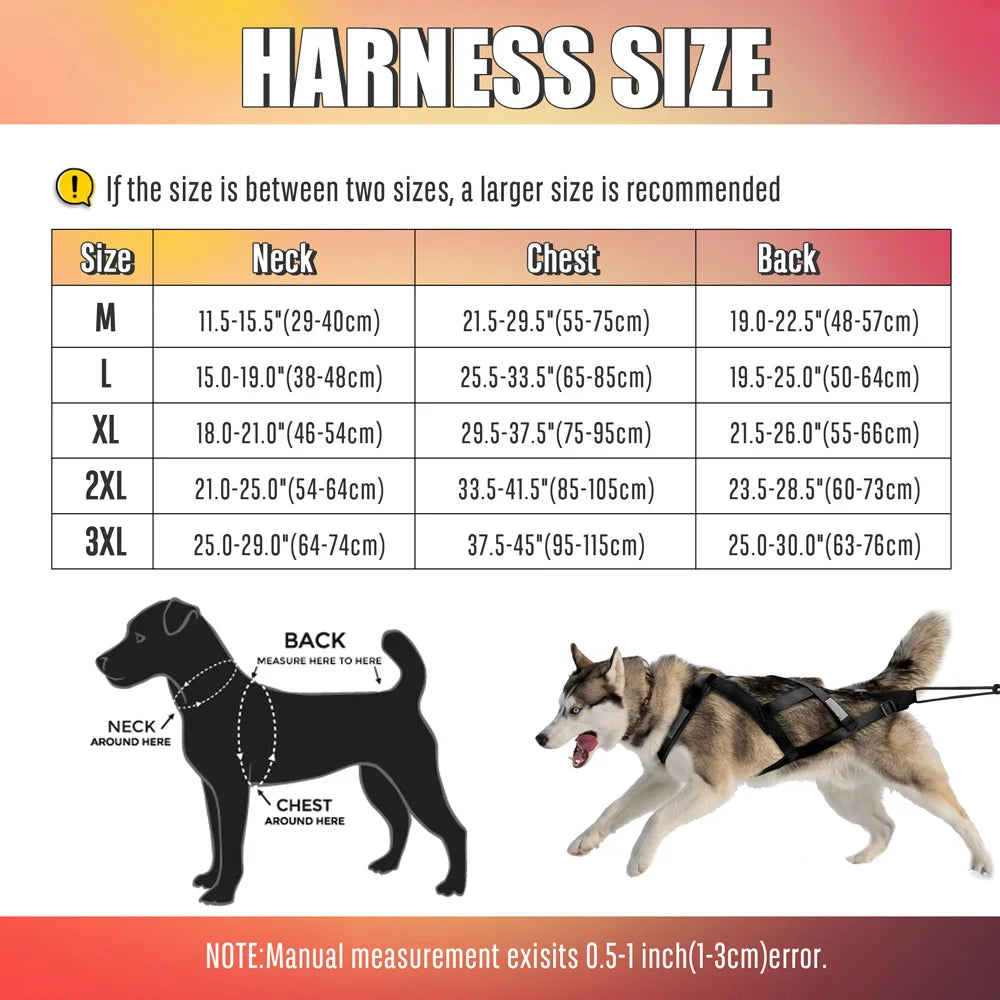 Waterproof Dog Sledding Harness Reflective Pet Sledding Skijoring Harness Big Large Dogs Weight Pulling Vest for Pet Training