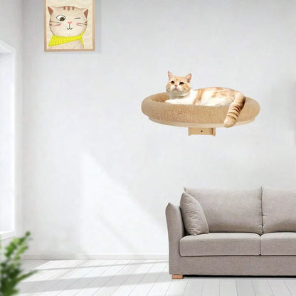Cat Wall Mounted Solid Wooden Furniture Climbing Ladder and Cat Hammock with Scratching Post for Activity Indoor Cats Perches