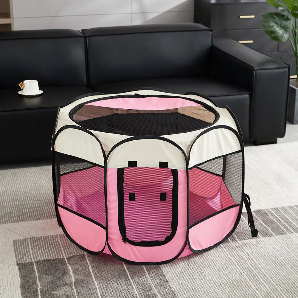 Foldable Pet Tent Durable Grip Cat House Oxford Cloth Octagonal Pet Fence Portable Outdoor Small Dog Cages Cat Fences for Winter