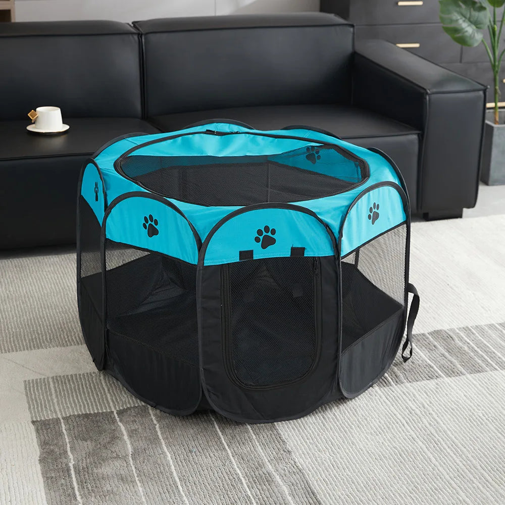 Foldable Pet Tent Durable Grip Cat House Oxford Cloth Octagonal Pet Fence Portable Outdoor Small Dog Cages Cat Fences for Winter