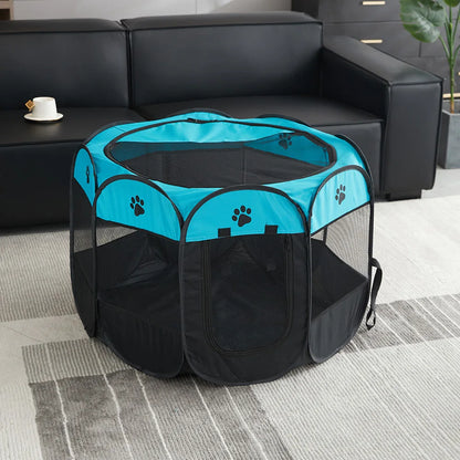Foldable Pet Tent Durable Grip Cat House Oxford Cloth Octagonal Pet Fence Portable Outdoor Small Dog Cages Cat Fences for Winter