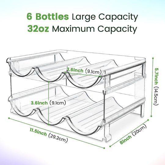 Water Bottle Organizer for Cabinet, Water Bottle Storage Organizer, 2 Packs Water Bottle Storage Rack, Water Bottle Holder for Cabinet, Stackable Water Bottle Storage Rack