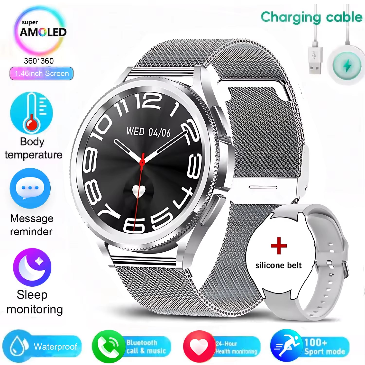 For Android and Ios Watch 6 Classic Smart Watch Women Men Sports Fitness Health Waterproof Bluetooth Call Smartwatch 2025 New