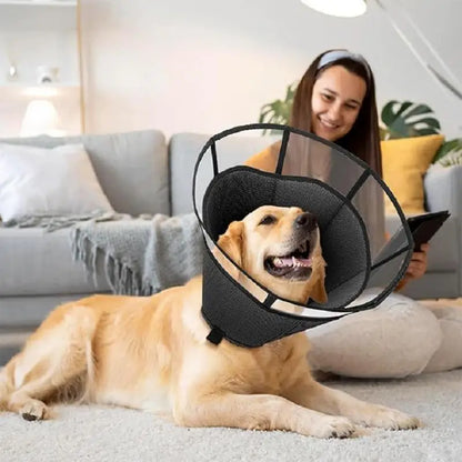 Dog Recovery Cone Adjustable Dog Recovery Soft Cone Wound Care Visible Wrap Anti-Lick Shield Breathable Pet Collar Anti-Bite For