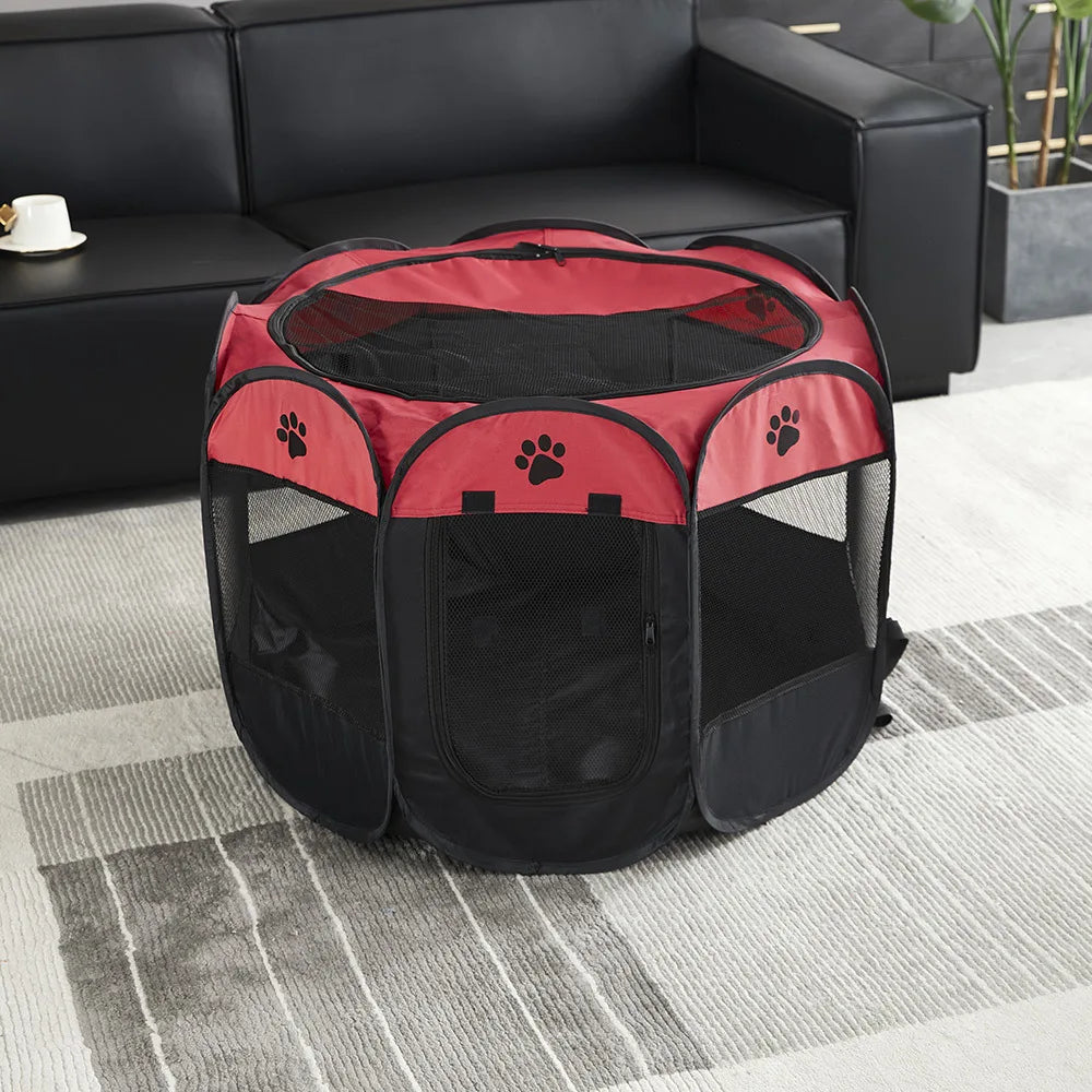Foldable Pet Tent Durable Grip Cat House Oxford Cloth Octagonal Pet Fence Portable Outdoor Small Dog Cages Cat Fences for Winter