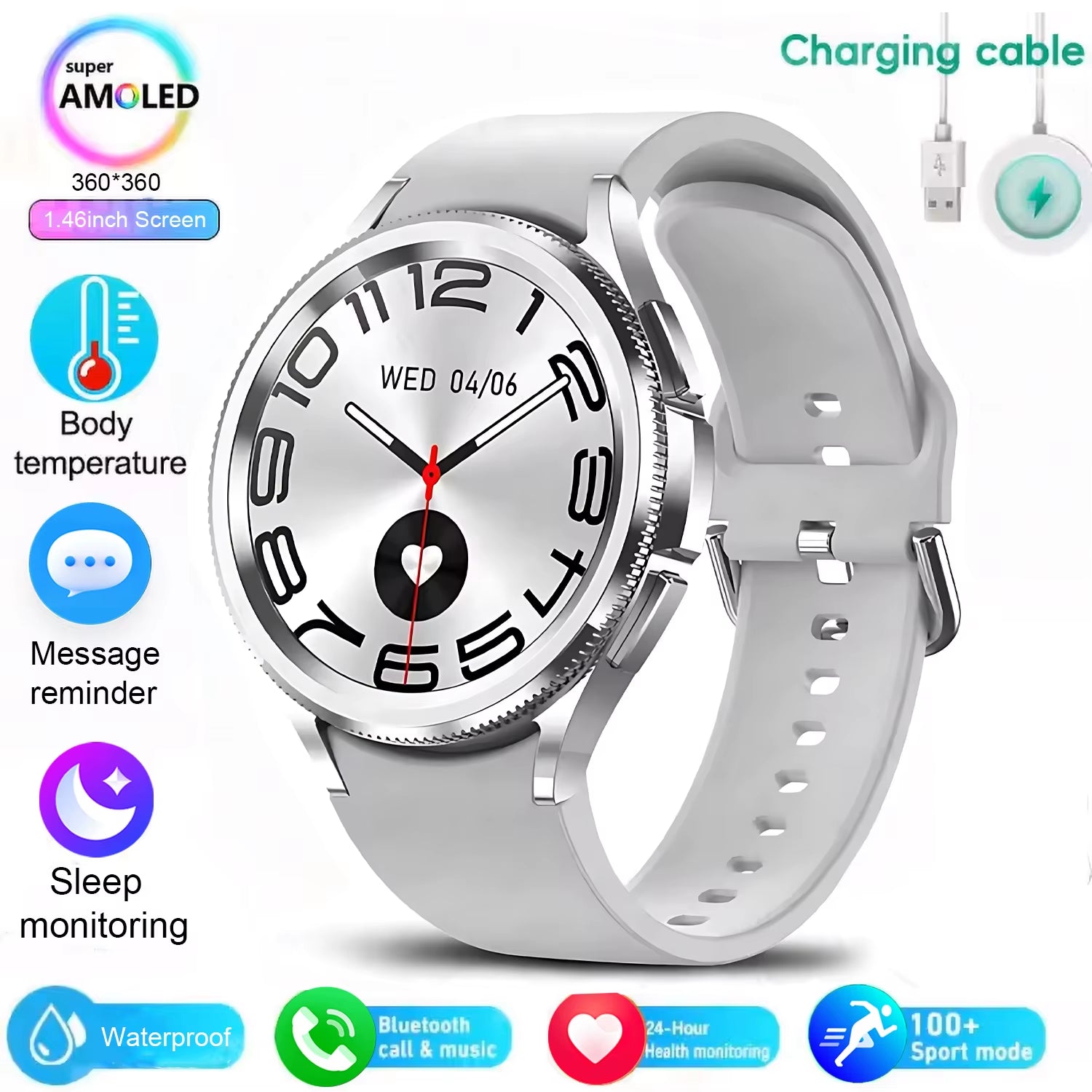 For Android and Ios Watch 6 Classic Smart Watch Women Men Sports Fitness Health Waterproof Bluetooth Call Smartwatch 2025 New