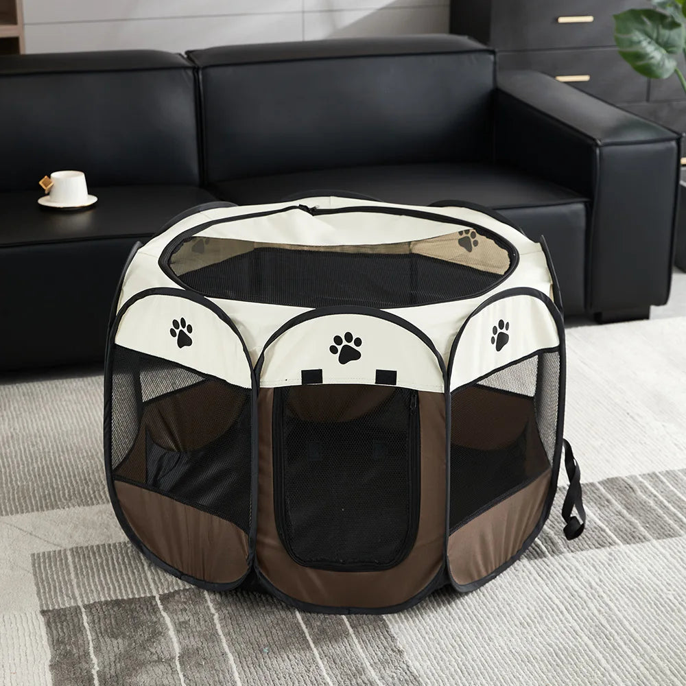 Foldable Pet Tent Durable Grip Cat House Oxford Cloth Octagonal Pet Fence Portable Outdoor Small Dog Cages Cat Fences for Winter