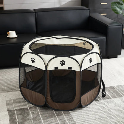 Foldable Pet Tent Durable Grip Cat House Oxford Cloth Octagonal Pet Fence Portable Outdoor Small Dog Cages Cat Fences for Winter