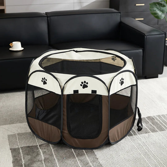 Foldable Pet Tent Durable Grip Cat House Oxford Cloth Octagonal Pet Fence Portable Outdoor Small Dog Cages Cat Fences for Winter