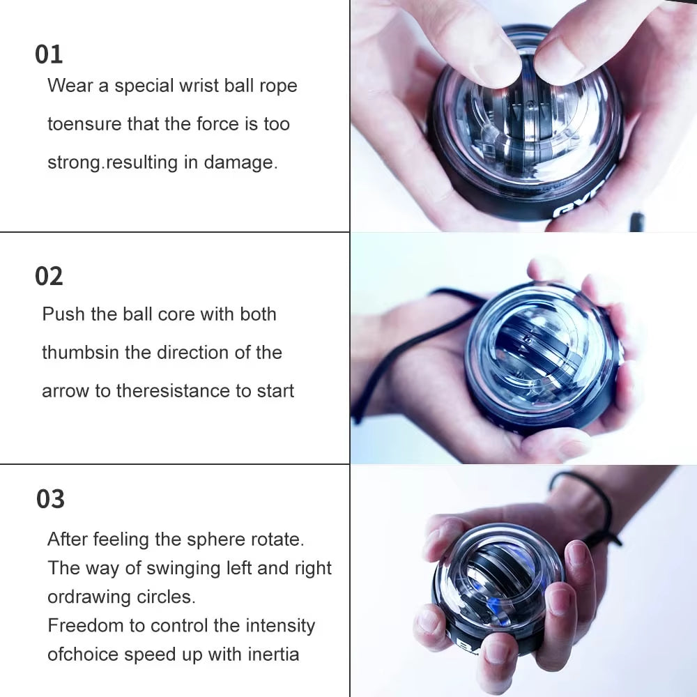 Power Gyro Ball Wrist Trainer Ball Wrist Strengthener Gyro Self-Starting Forearm Trainer Gyro Ball for Strengthening Muscles
