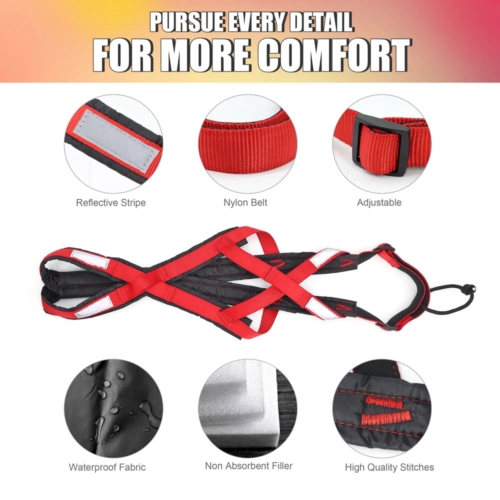 Waterproof Dog Sledding Harness Reflective Pet Sledding Skijoring Harness Big Large Dogs Weight Pulling Vest for Pet Training