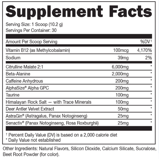 Bucked Up Pre-Workout - Energy, Performance &amp; Focus - 30 Servings
